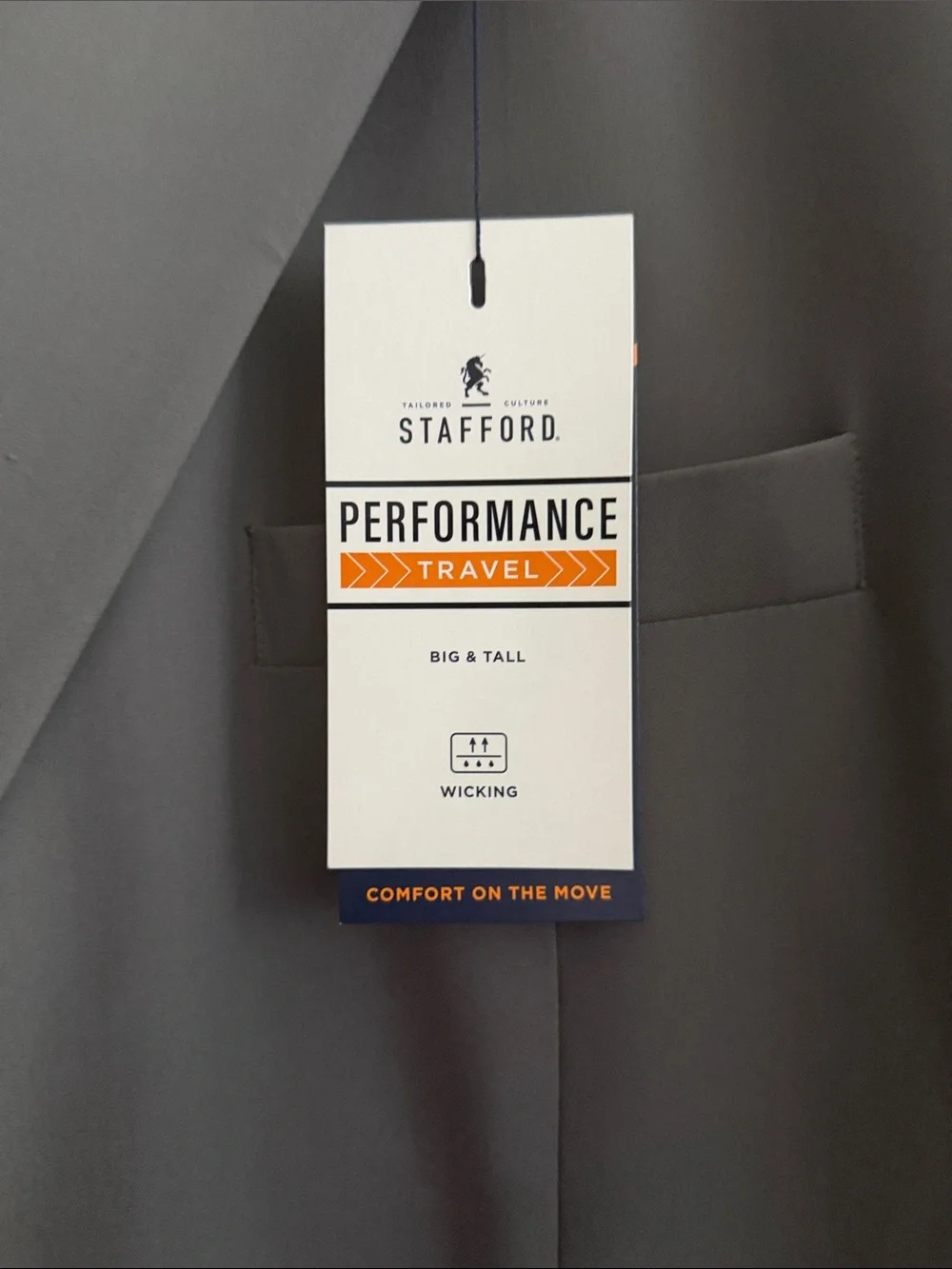Stafford Dark Gray Performance Blazer Big & Tall size 54 charcoal suit jacket